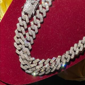 Sparkling Silver Chain Necklace 20” two pieces
